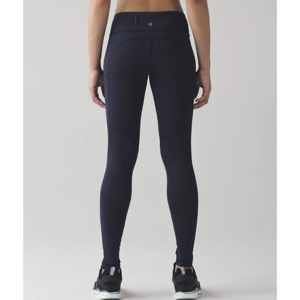 Lululemon Speed Tight V Navy Luxtreme Pockets Running Leggings Zip Women’s 6
